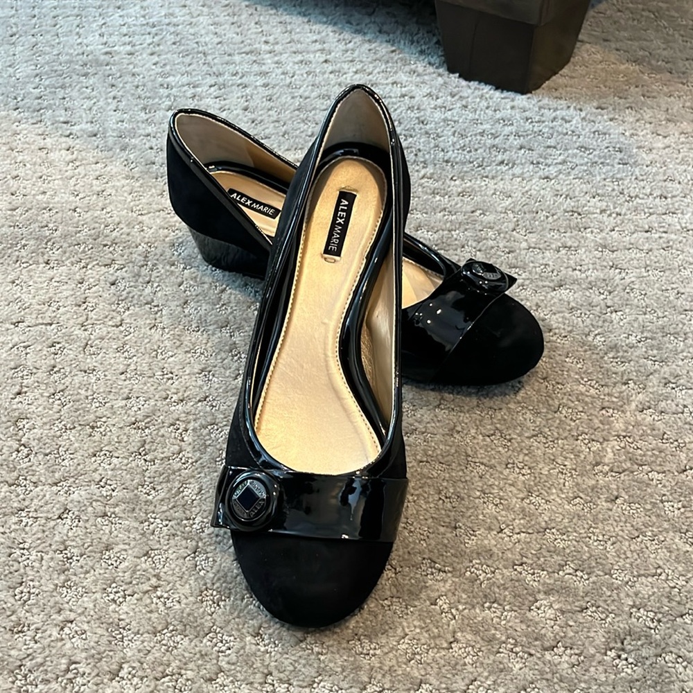 Alex Marie Black Flats with Bow Detail